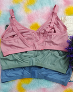 Pack of 3 Women’s Cotton Blend Seamed Bras | Non-Padded, Wire-Free | Plus Size Fit | ENGLISH COLOR