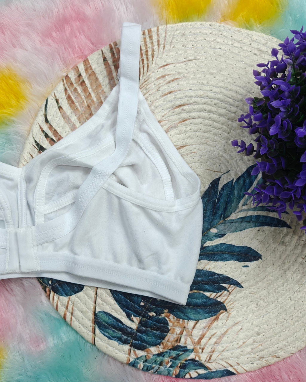 Pack of 3 Women’s Cotton Blend Seamed Bras | Non-Padded, Wire-Free | Plus Size Fit | Mehandi, White & Onion