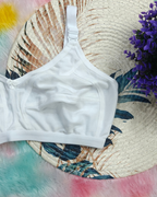 Pack of 3 Women’s Cotton Blend Seamed Bras | Non-Padded, Wire-Free | Plus Size Fit | Mehandi, White & Onion