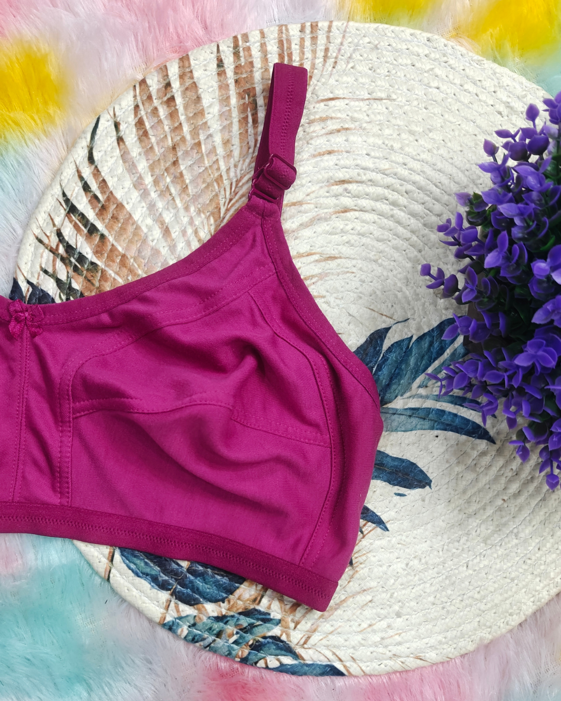 Pack of 3 Women’s Cotton Blend Seamed Bras | Non-Padded, Wire-Free | Plus Size Fit | Beige, Black & ONION