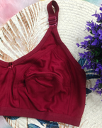 Pack of 3 Women’s Cotton Blend Seamed Bras | Non-Padded, Wire-Free | Plus Size Fit | Beige, Black & Maroon