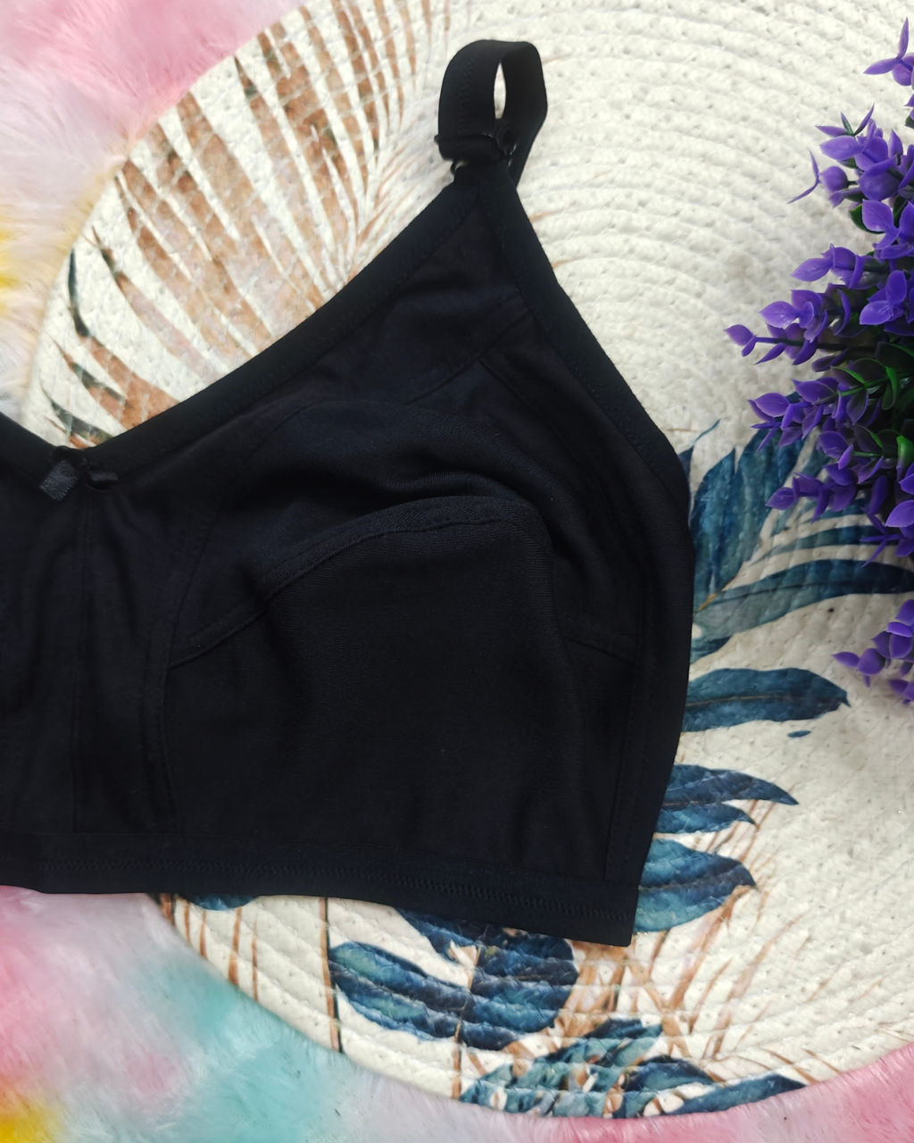 Pack of 3 Women’s Cotton Blend Seamed Bras | Non-Padded, Wire-Free | Plus Size Fit | Green-Black-Maroon