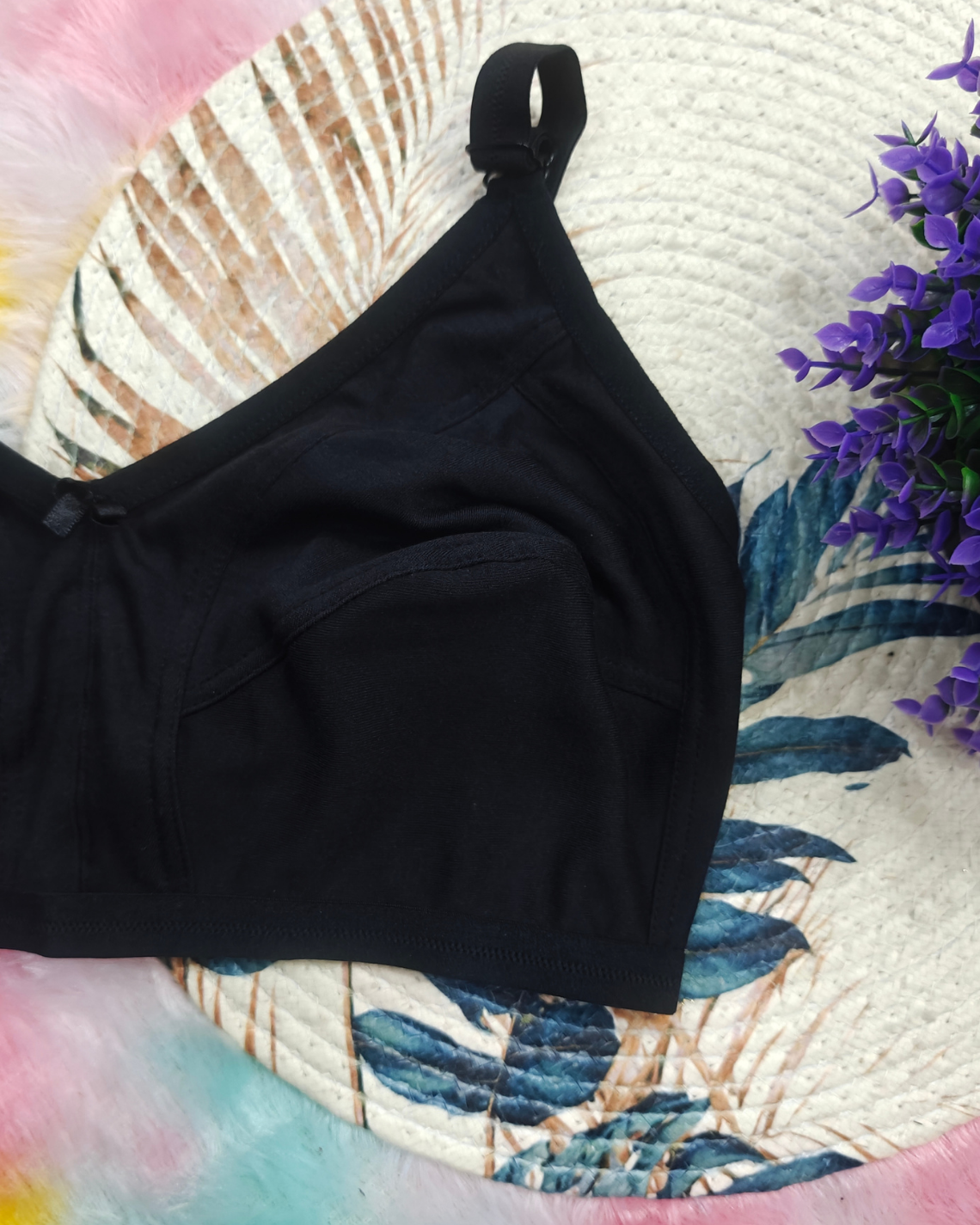 Pack of 3 Women’s Cotton Blend Seamed Bras | Non-Padded, Wire-Free | Plus Size Fit | ONION, Black & MEHNDI