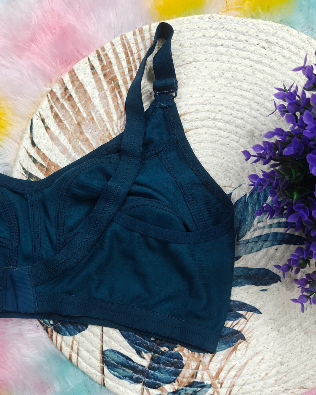 Pack of 3 Women’s Cotton Blend Seamed Bras | Non-Padded, Wire-Free | Plus Size Fit | Green-Black-Maroon