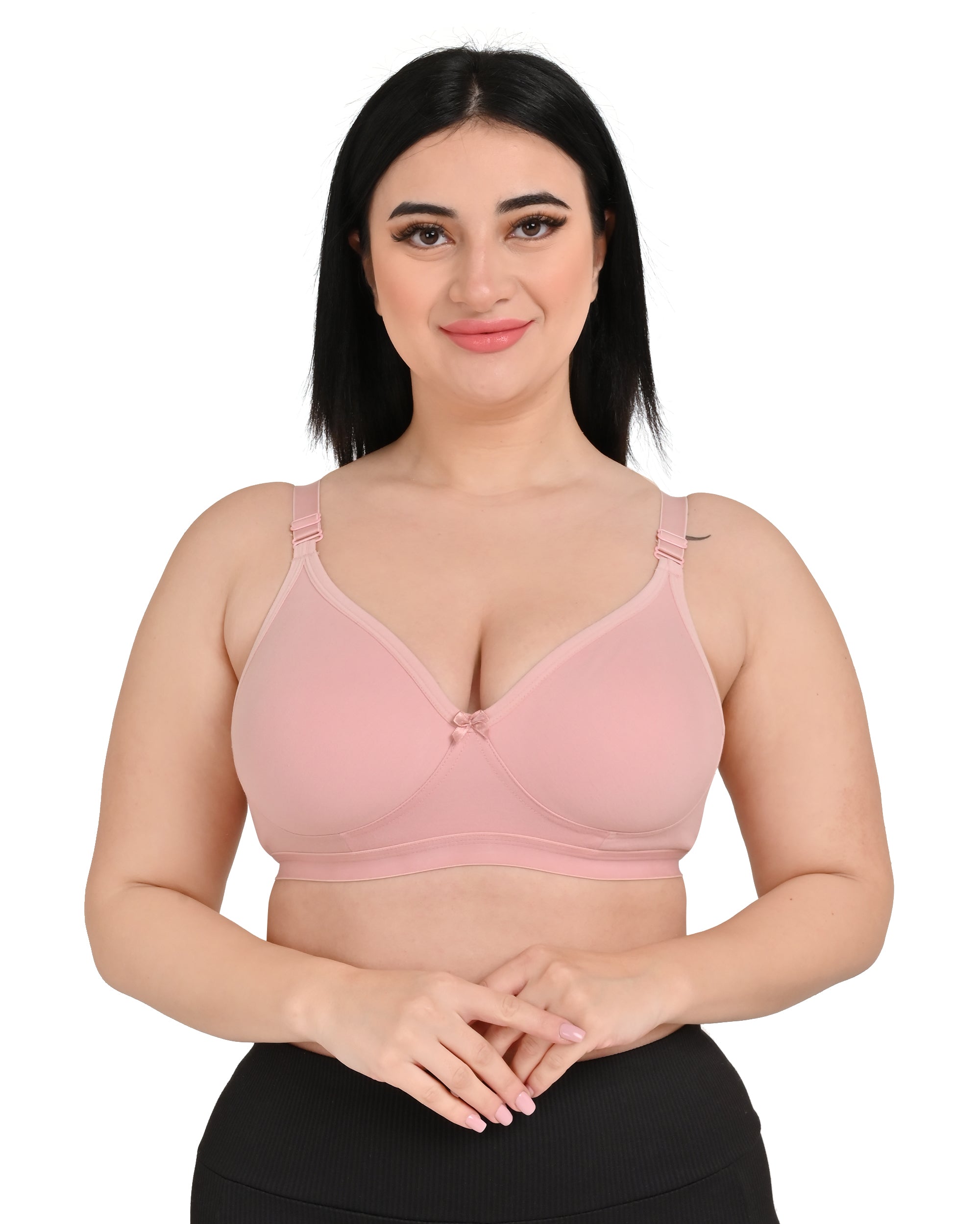 Pack Of 3 / Women's Seamless Regular Cotton Blend Solid Non Padded Soft Strap Plus Size Bra