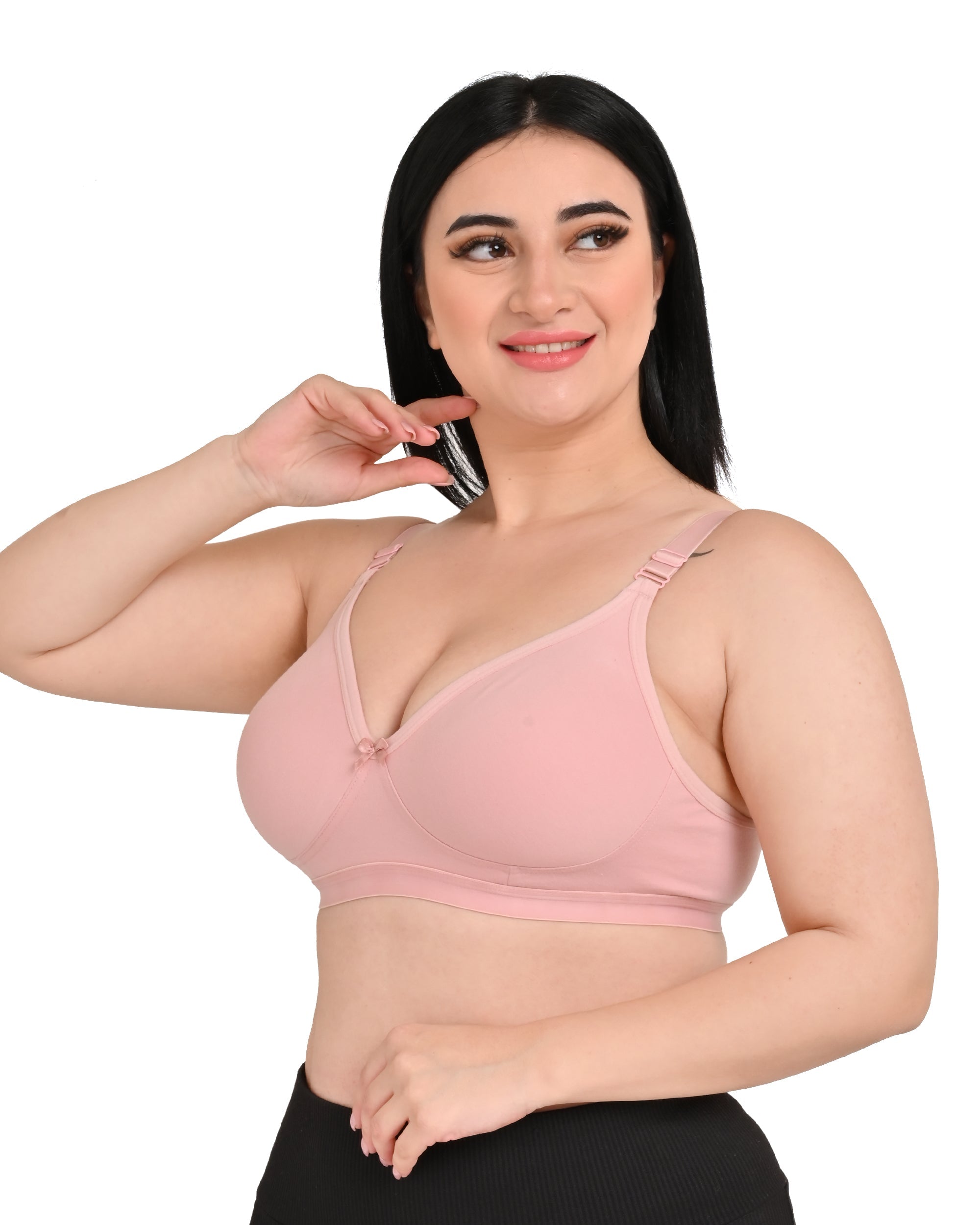 Pack Of 3 / Women's Seamless Regular Cotton Blend Solid Non Padded Soft Strap Plus Size Bra