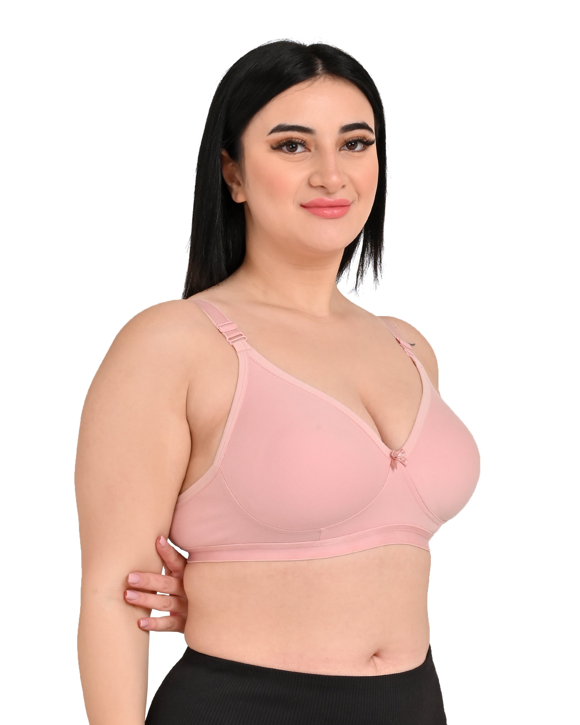 Pack Of 3 / Women's Seamless Regular Cotton Blend Solid Non Padded Soft Strap Plus Size Bra