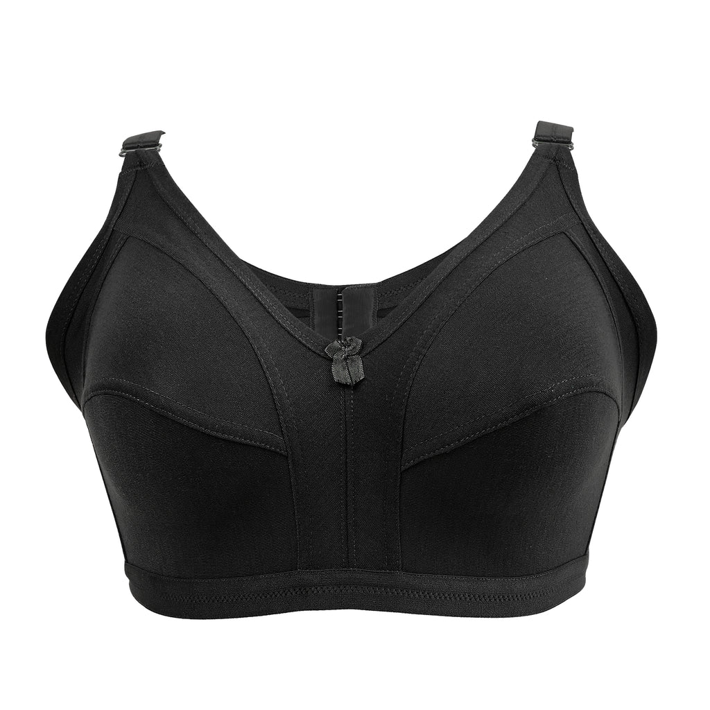 Black Women's Nylon Lace Wirefree Full Coverage Bra