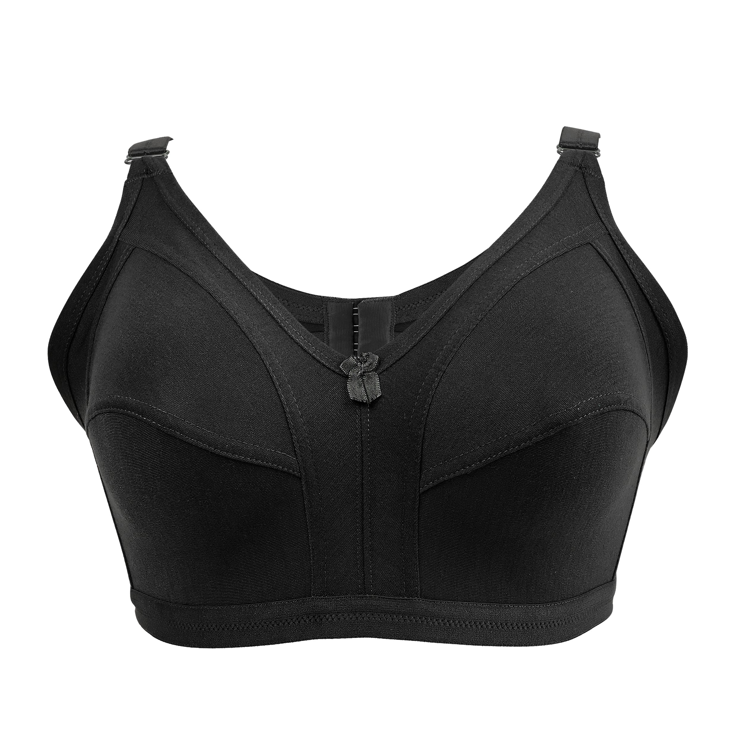 Black Women's Nylon Lace Wirefree Full Coverage Bra