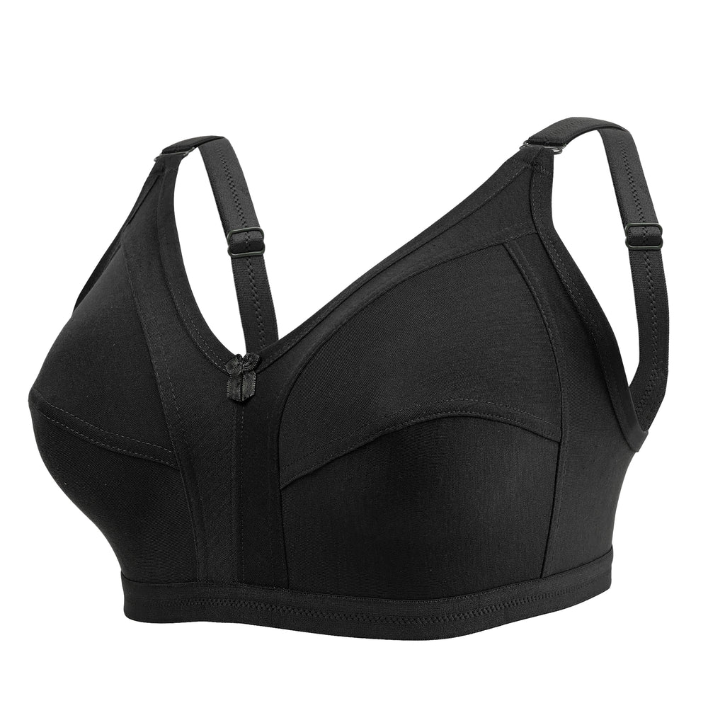 Black Women's Nylon Lace Wirefree Full Coverage Bra