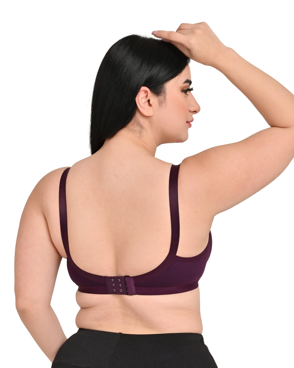 Wine Women's Nylon Lace Wirefree Full Coverage Bra