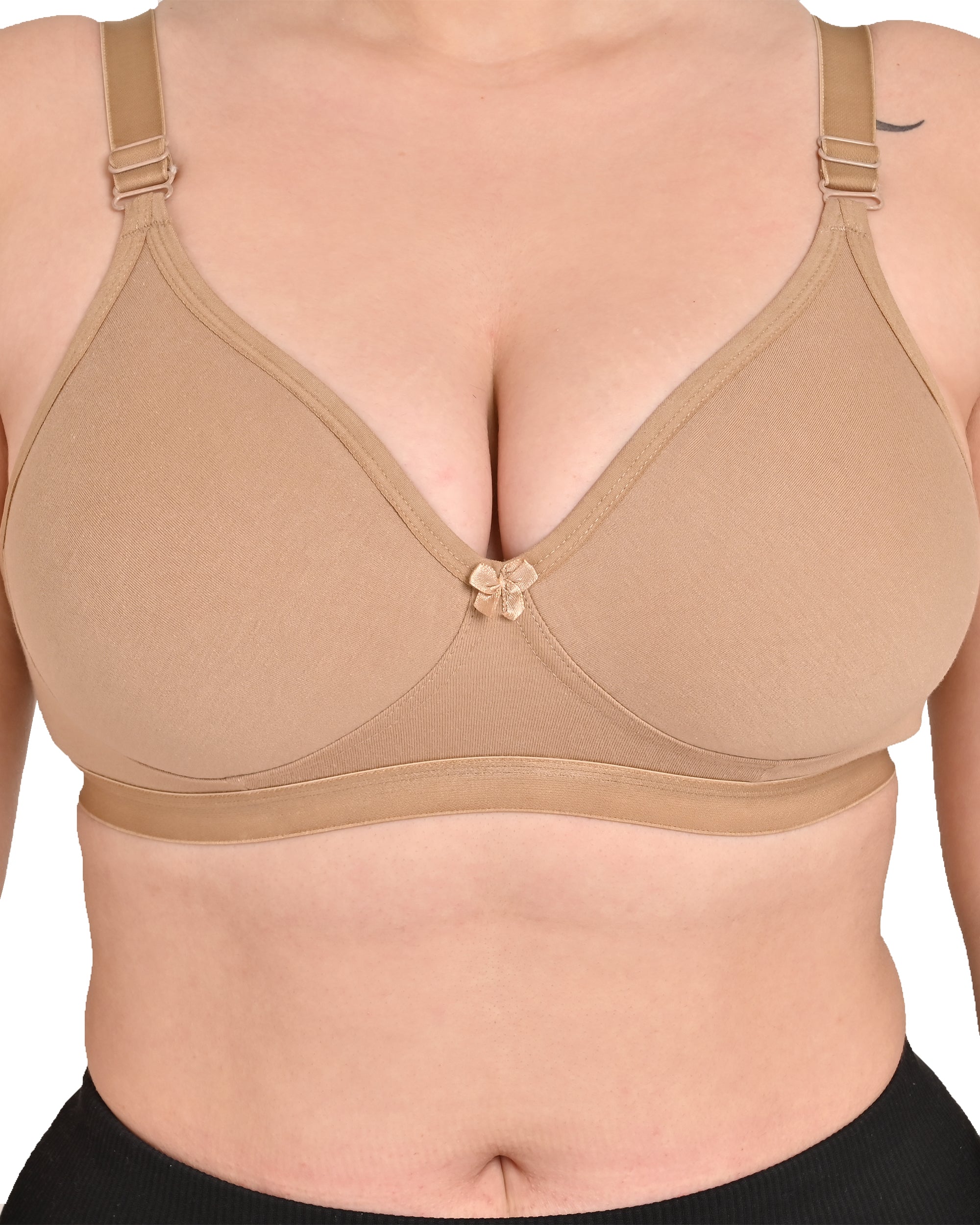 Pack Of 3 / Women's Seamless Regular Cotton Blend Solid Non Padded Soft Strap Plus Size Bra