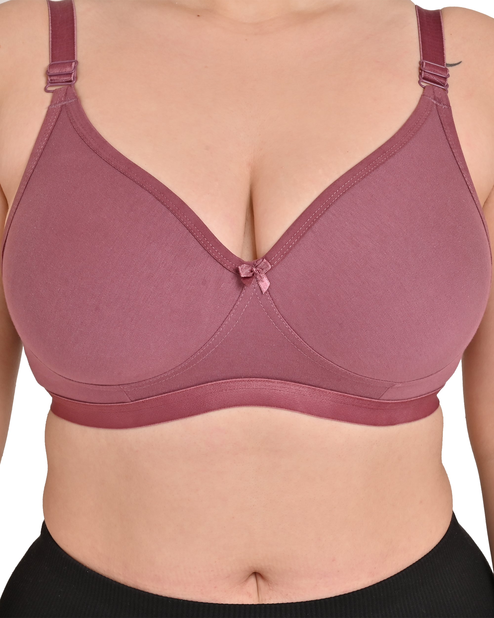 Pack Of 3 / Women's Seamless Regular Cotton Blend Solid Non Padded Soft Strap Plus Size Bra