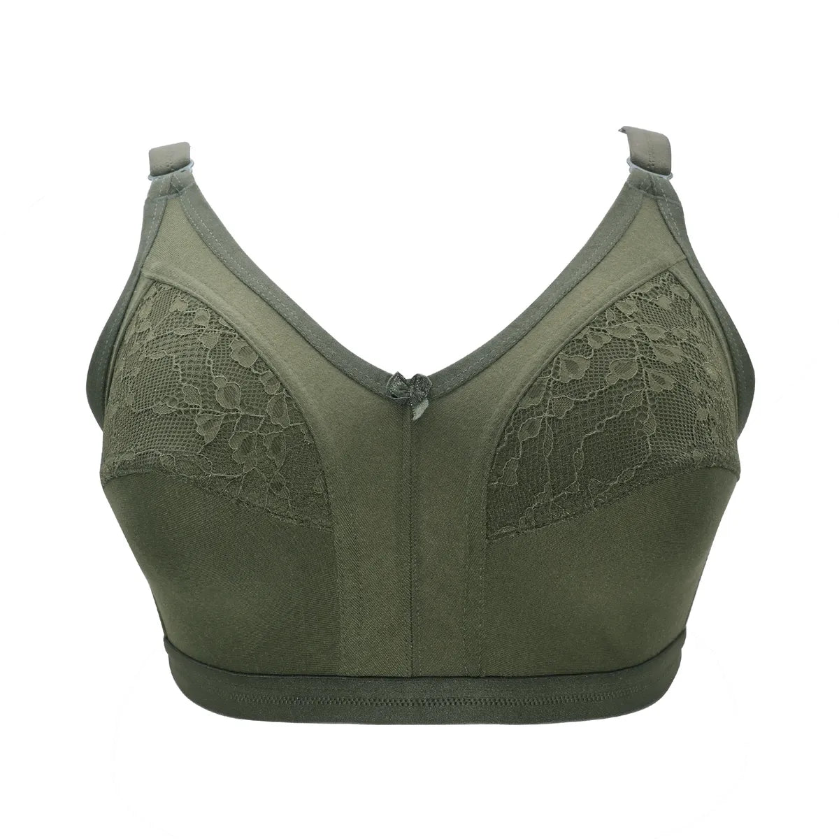 Green Women's Nylon Lace Wirefree Full Coverage Bra