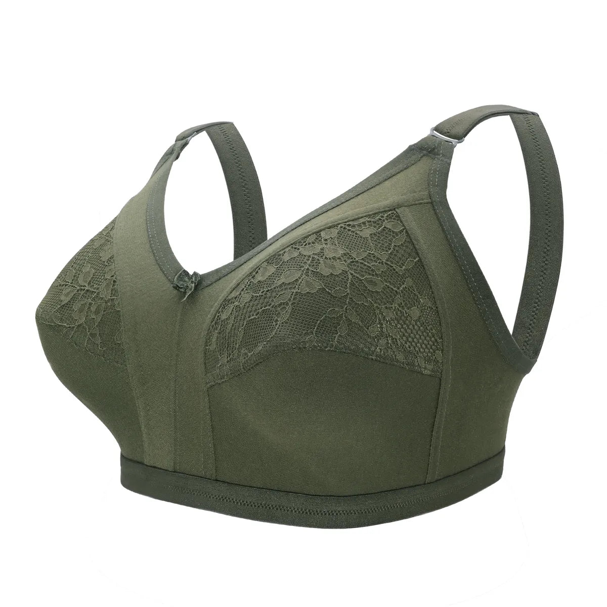 Green Women's Nylon Lace Wirefree Full Coverage Bra
