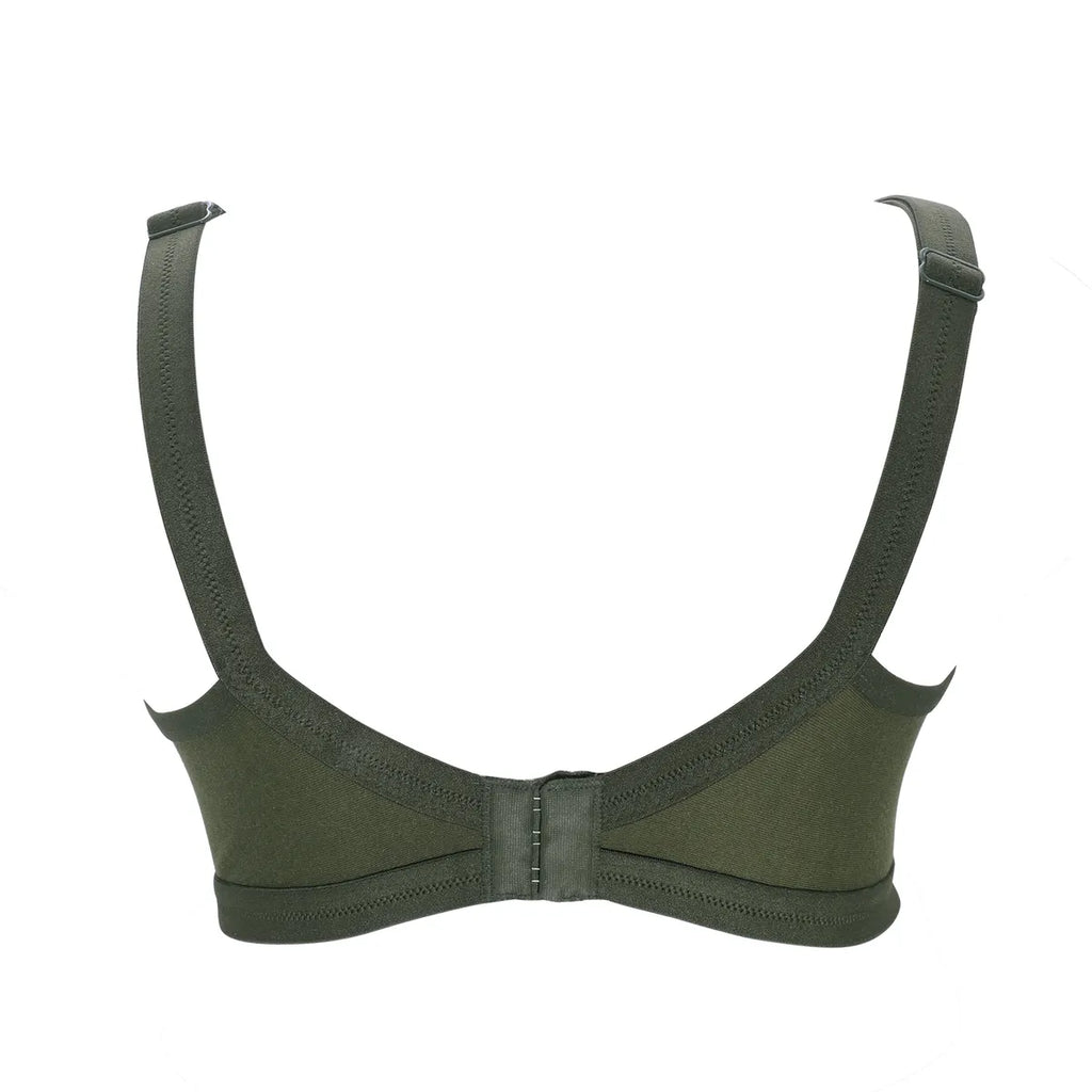 Green Women's Nylon Lace Wirefree Full Coverage Bra