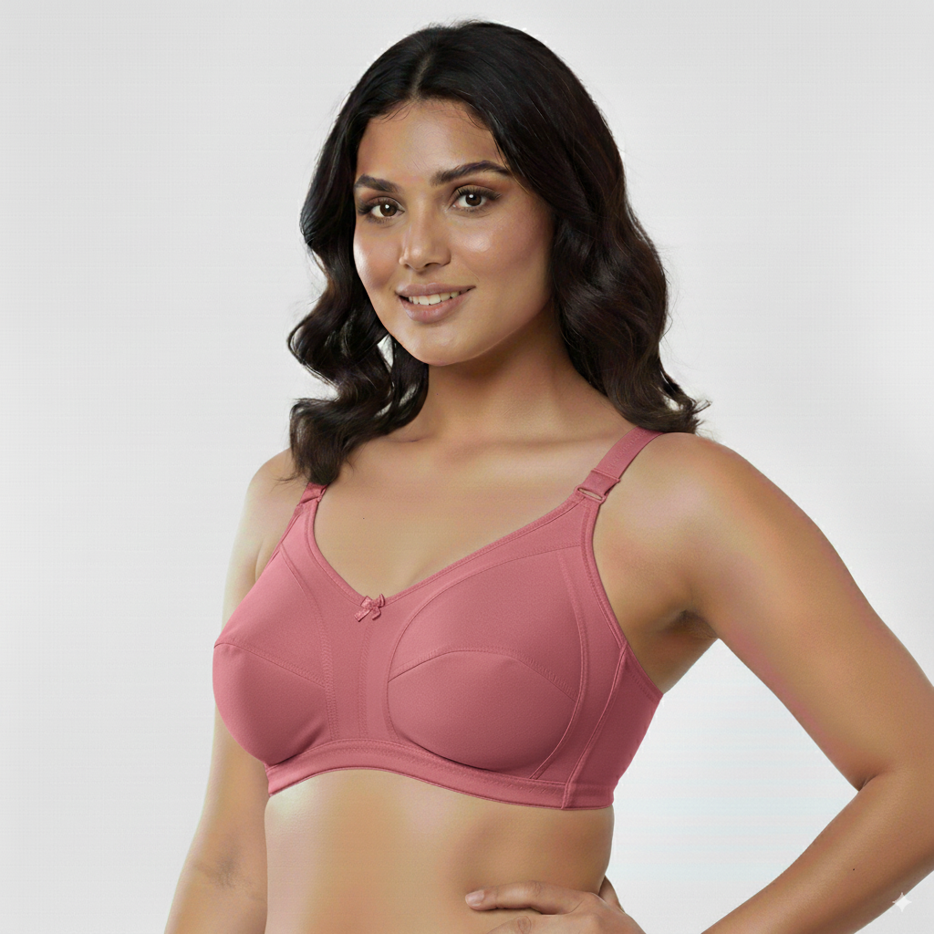 Onion Full Coverage Single Layered, Non Padded, Non Wired, Seamed Cups Soft Strap Plus Size Bra