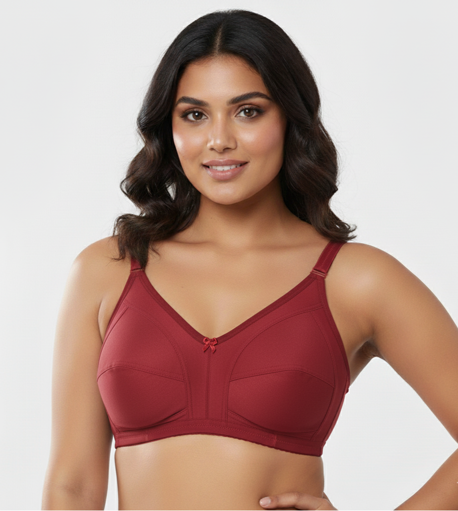 Pack Of 3 / Women's Seamed Regular Cotton Blend Solid Non Padded Soft Strap Plus Size Bra