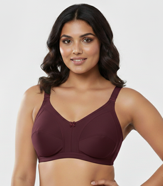 Pack Of 3 / Women's Seamed Regular Cotton Blend Solid Non Padded Soft Strap Plus Size Bra